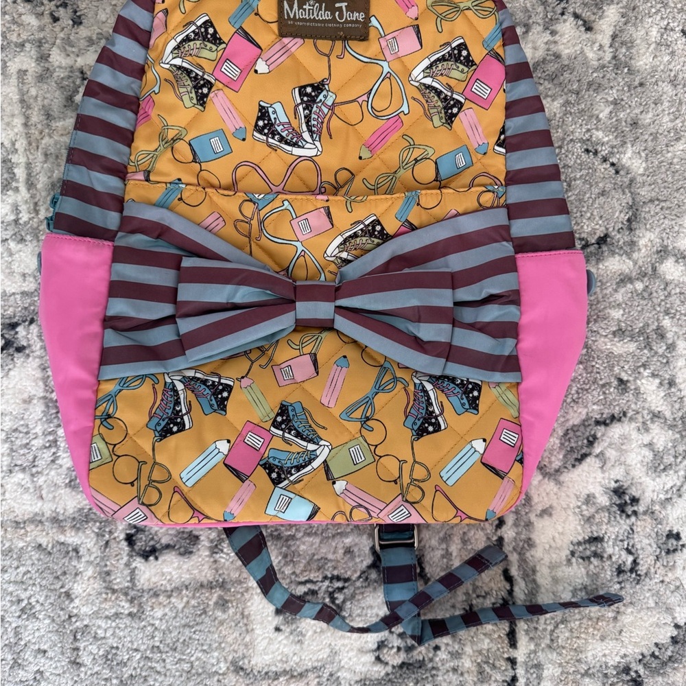 Matilda Jane Pink and Yellow Backpack with Bow